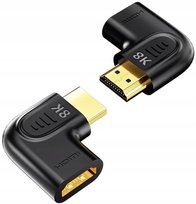 Unitek Adapter kątowy płaski 8K 60Hz 4K 120Hz HDMI 90 i 270 stopni, czarny