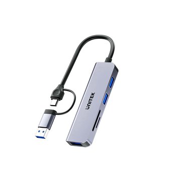Unitek Hub 5w1 USB-A/C 5Gbps z czytnikiem kart SD i micro - Unitek