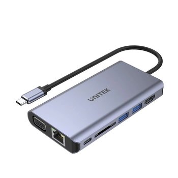 UNITEK HUB USB-C 8W1 USB-C 3.1, PD 100W, D1019B - Unitek