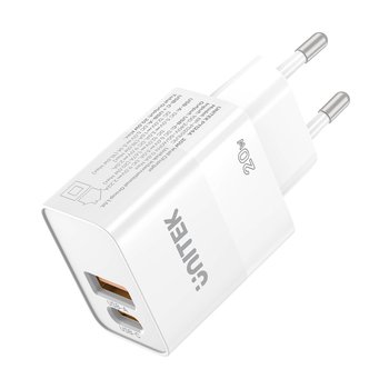 Unitek Ładowarka sieciowa, 1x USB-A, 1x USB-C, QC, PC 3.0, 20W, biała - Unitek