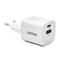 Unitek Ładowarka Sieciowa 1X Usb-A 1X Usb-C Qc Pc 3.0 33W Biała