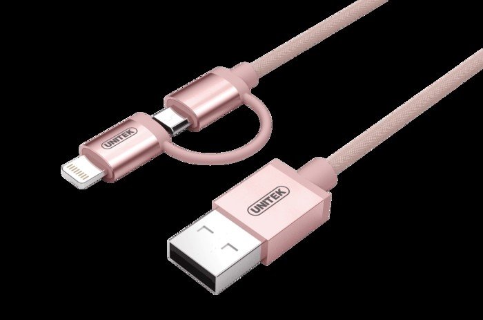 Unitek Mobile przewód Lighning/MicroUSB MFI Rose G