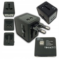 Uniwersalna Przejściówka ADAPTER Gniazda USA UK EU AUST Ładowarka USB ŚWIAT