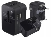 UNIWERSALNA PRZEJŚCIÓWKA ADAPTER PODRÓŻNY USB EU UK USA KOSTKA DO ŁADOWANIA Allbag