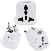 Uniwersalny adapter sieciowy, przejściówka podróżna z gniazd UK/USA/CN do gniazd EU/PL | Biały | AD-DE89 Inna marka