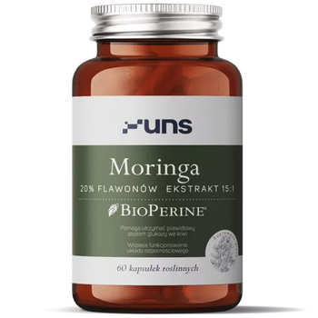 UNS, Moringa 20% Flawonów Ekstrakt 15:1, Suplement diety, 60 wege kaps. - UNS