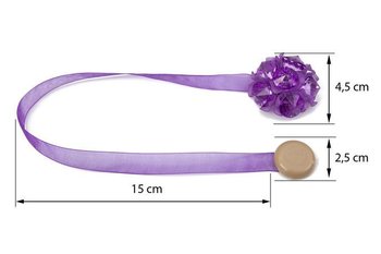 Upinacz dekoracyjny z magnesem kwiatek fioletowy x2 - Eurofirany