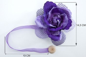 Upinacz dekoracyjny z magnesem róża duża fioletowy x2 - Eurofirany