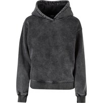 Urban Classics Damska Bluza Z Kapturem Stone Wash (XS ( 122 - 128 ) / Czarny) Urban Classics