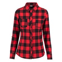 Urban Classics Damska Koszula Flanelowa W Kratę Z Wywiniętymi Mankietami (L / Czarny) Urban Classics
