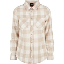Urban Classics Damska Koszula Flanelowa W Kratę Z Wywiniętymi Mankietami (XXL (193cm) / Taupe) Urban Classics