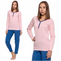 Urocza PIŻAMA DAMSKA Długi Rękaw Spodnie Gładka Elegancka MORAJ XL