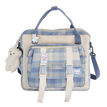 Uroczy plecak z akcesoriami, w kratkę, plecak na ramię o podwójnym zastosowaniu, duża pojemność, torba podróżna na zewnątrz, torba na książki dla dzieci - Inny producent