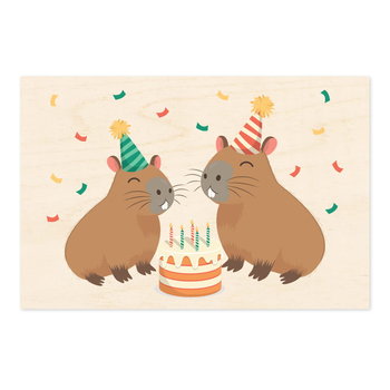 Urodzinowe kapibary - drewniana kartka okolicznościowa - Inna marka