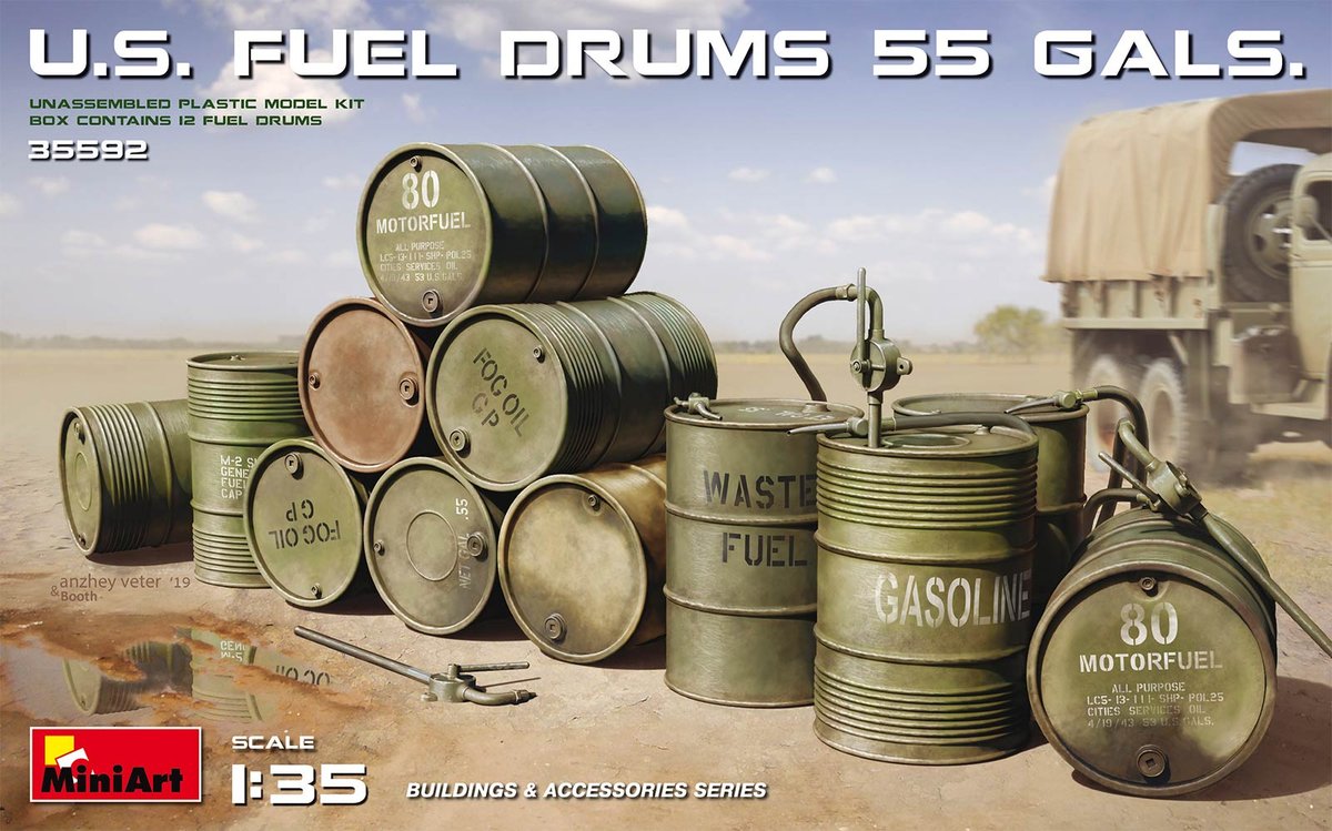 Фото - Збірна модель MiniArt US Fuel Drums 55 gals. 1:35  35592 