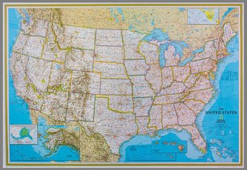 USA Classic - mapa ścienna polityczna na podkładzie do wpinania 1:2 815 000, National Geographic - Opracowanie zbiorowe