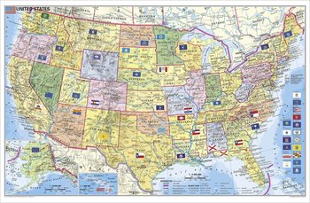 USA. Mapa ścienna kody pocztowe na podkładzie do wpinania - pinboard, 1:5 500 000, Stiefel - Opracowanie zbiorowe