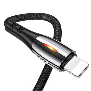 USAMS Kabel pleciony U-Tone lightning 1.2m Power-off 2A Fast Charging czarny/black SJ344USB01 (US-SJ344) - USAMS