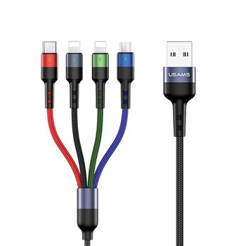 USAMS Kabel pleciony U26 4w1 3m 2A Fast Charge (2xlightning/microUSB/USB-C) SJ413USB01 (US-SJ413) - USAMS