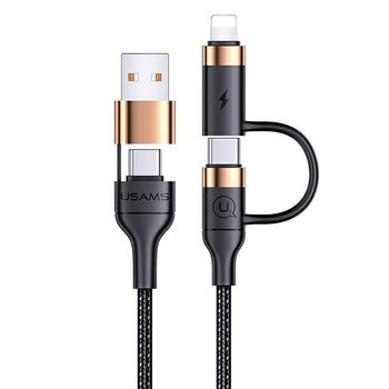 USAMS Kabel pleciony U62 2xUSB-C/USB-A /lightning 1,2m PD Fast Charge czarny/black SJ483USB01 (US-SJ483) - USAMS