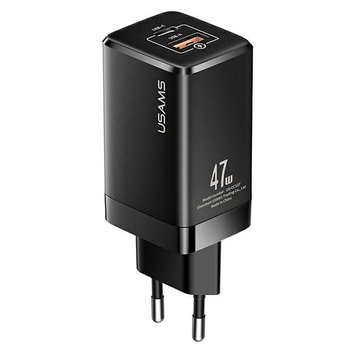 USAMS Ład. siec. T41 USB-C+USB GaN 47W PD+QC (only head) Fast Charging czarny/black CC137TC01 (US-CC137) - USAMS