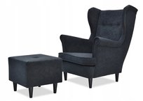 Uszak z pufą fotel skandynawski czarny PRODUCENT