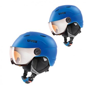 UVEX, Kask dziecięcy rowerowy, VISOR PRO, niebieski, rozmiar 54/56 - UVEX
