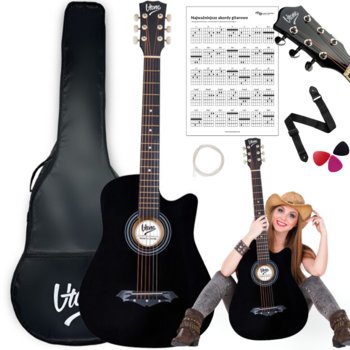 V-TONE gitara akustyczna 4/4 czarna kostki pasek zapasowe struny pokrowiec akordy - V-Tone