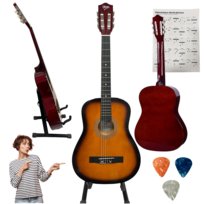 V-TONE gitara klasyczna 4/4 sunburst do nauki 3x kostka do gry akordy zestaw V-Tone