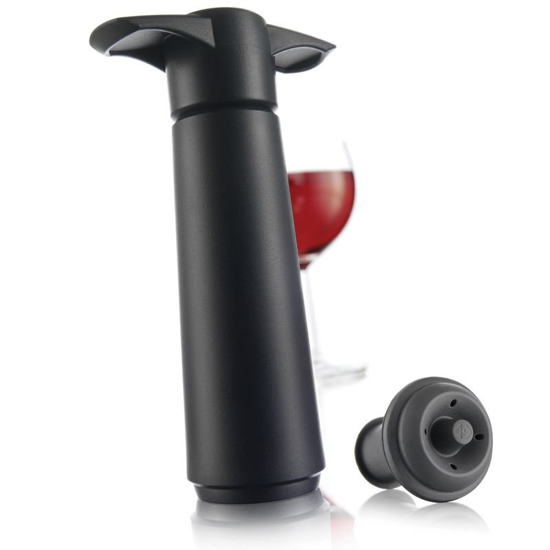 Vacu Vin, Pompka próżniowa do wina z 2 korkami, czarna