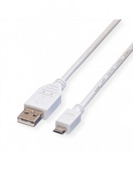 VALUE Kabel USB 2.0, A - Micro B, M/M, biały, 0,8 m - Value