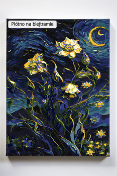Van Goghiem cz.1, w stylu van Gogh, kwiaty, noc, księżyc, malowanie po numerach, blejtram - Akrylowo