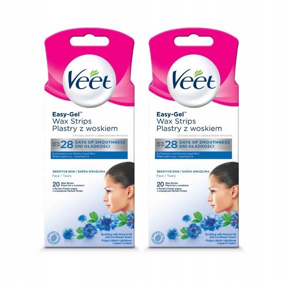 VEET Plastry z woskiem do depilacji twarzy dla skóry wrażliwej 12 szt x