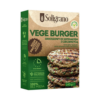 Vege Burger Orkiszowy ze Szpinakiem i Ciecierzycą 140 g - Soligrano - Vivio