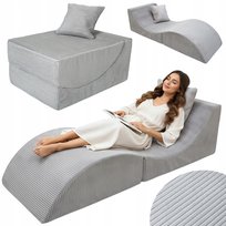 VELINDA POLSKI FOTEL RELAKSACYJNY 3W1 SOFA PUFA LEŻANKA SKŁADANA STOLIK