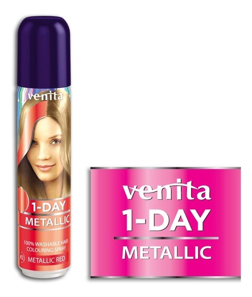Фото - Шампунь Venita, 1-Day, spray koloryzujący do włosów, M2 Metallic Red, 50 ml