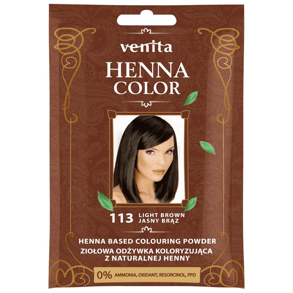 Фото - Шампунь Venita, Henna Color, odżywka koloryzująca, saszetka, 113 Jasny Brąz, 30 g