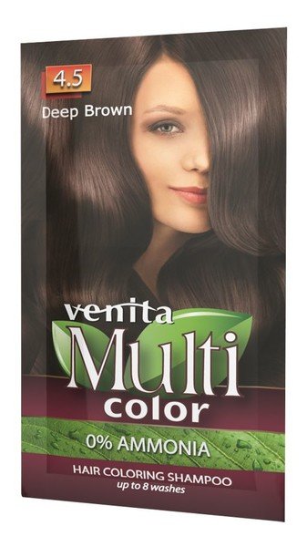 Фото - Шампунь Venita Multi Color, Saszetka Koloryzująca, 4.5 Deep Brown, 40g