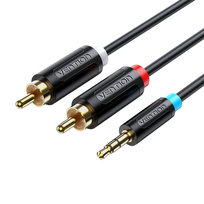 Vention, Kabel Adapter 3,5Mm Męski Na 2X Męski Rca 8M  Bclbk, Czarny