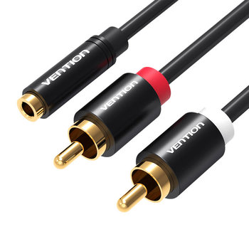 Vention, Kabel Audio 3,5Mm Żeński Na 2X Rca Męski 1M  Vab-R01-B100, Czarny - Vention