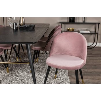 Venture Home Krzesła Velvet, 2 szt., aksamitne, czarno-misiężno-różowe - Venture Home
