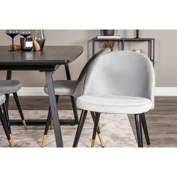 Venture Home Krzesła Velvet, 2 szt., aksamitne, czarno-mosiężno-szare - Venture Home
