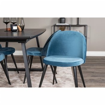 Venture Home Krzesła Velvet, 2 szt., aksamitne, czarno-niebieskie - Venture Home