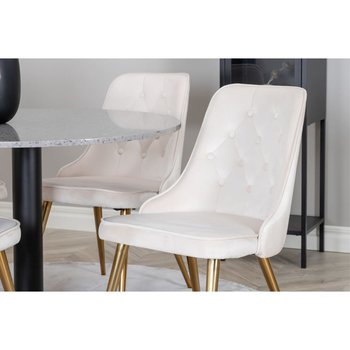 Venture Home Krzesła Velvet Deluxe, 2 szt., aksamitne, beżowo-mosiężne - Venture Home