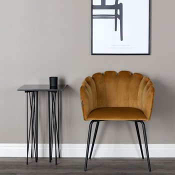 Venture Home Krzesło stołowe Limhamn, obite aksamitem, czarno-żółte - Venture Home