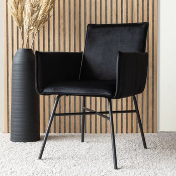 Venture Home Krzesło stołowe Pippi, obite aksamitem, czarne - Venture Home