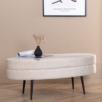 Venture Home Puf Otto, 100x40x41 cm, obity aksamitem, złamana biel - Venture Home