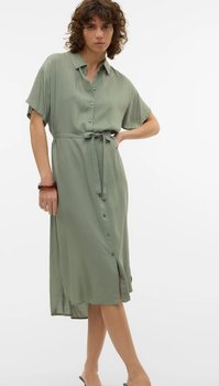Vero Moda Sukienka Zielona Koszulowa Midi S Jgr - VERO MODA