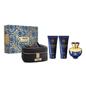 Versace Dylan Blue Pour Femme zestaw woda perfumowana spray 100ml + żel pod prysznic 100ml + balsam do ciała 100ml + kosmetyczka - Versace