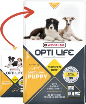 VERSELE-LAGA Opti Life Puppy Medium 2,5kg - z kurczakiem - dla szczeniąt średnich ras - Versele-Laga
